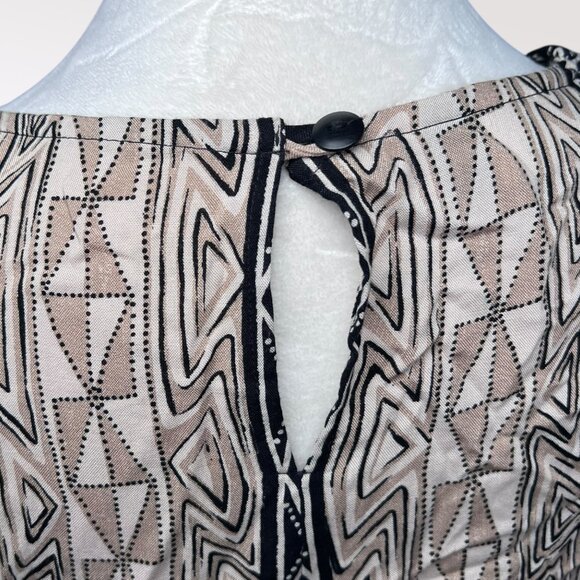 Vintage Solitaire Tribal Stripe Blouse Short Sleeve Rayon Small - Picture 6 of 10